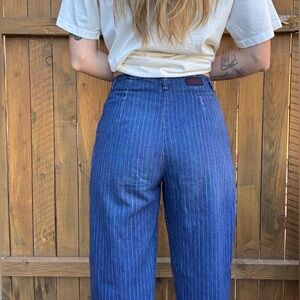 vintage frenzy pinstripe straight leg jeans